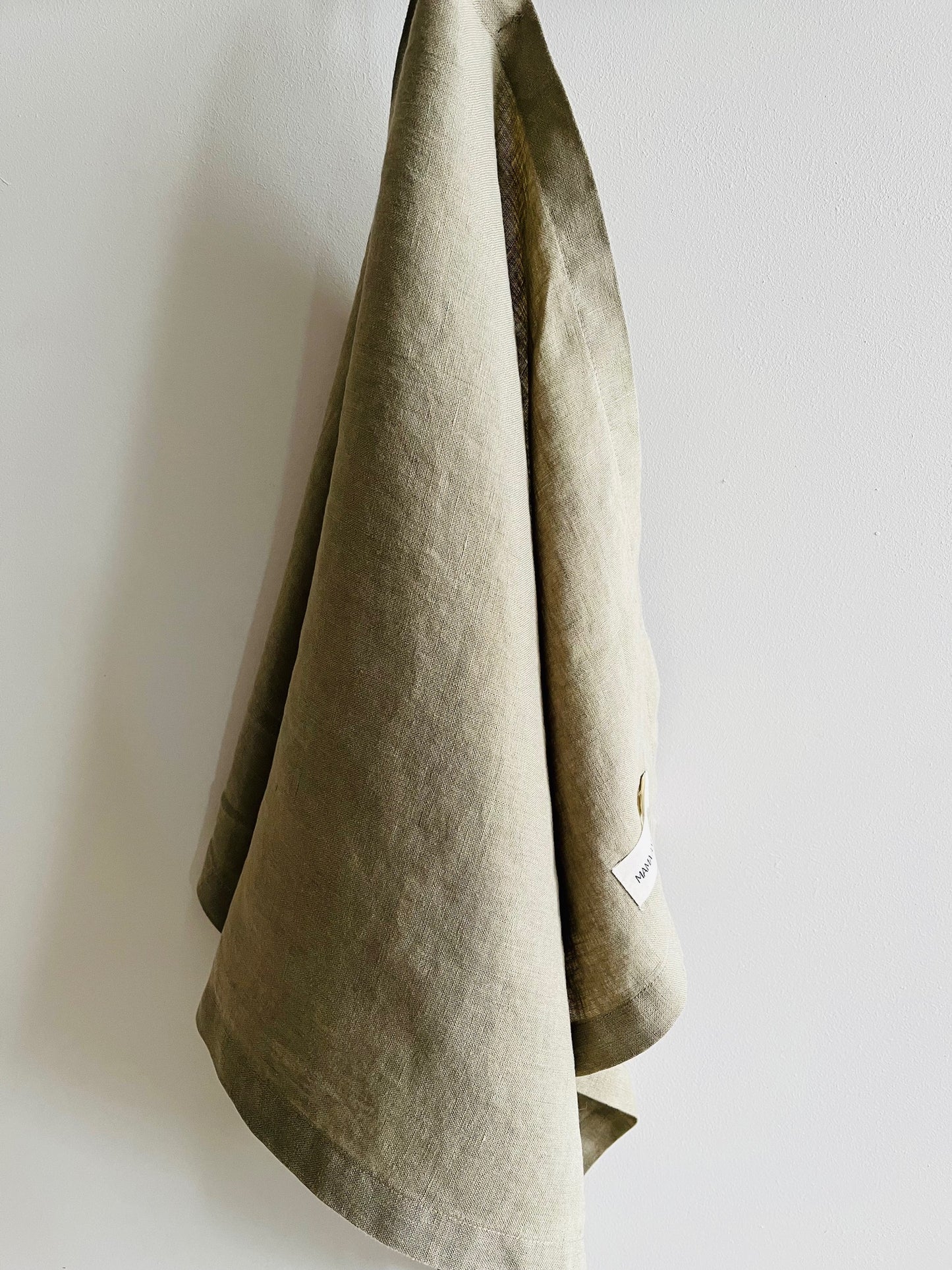 Pure French Linen Tea Towel - Army Green