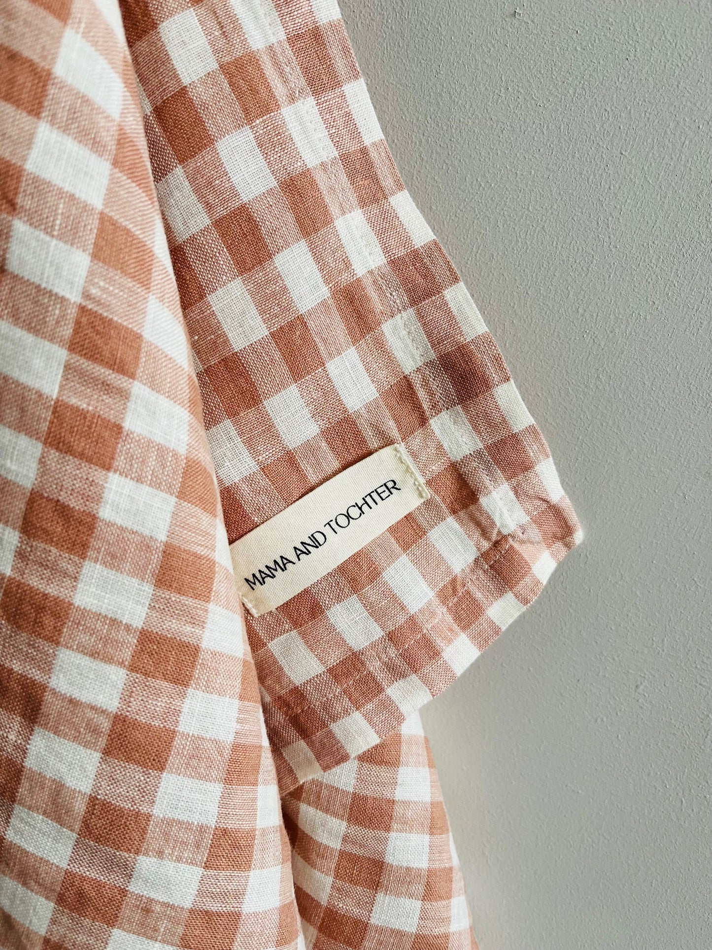 Pure French Linen Tea Towel - Blush Gingham