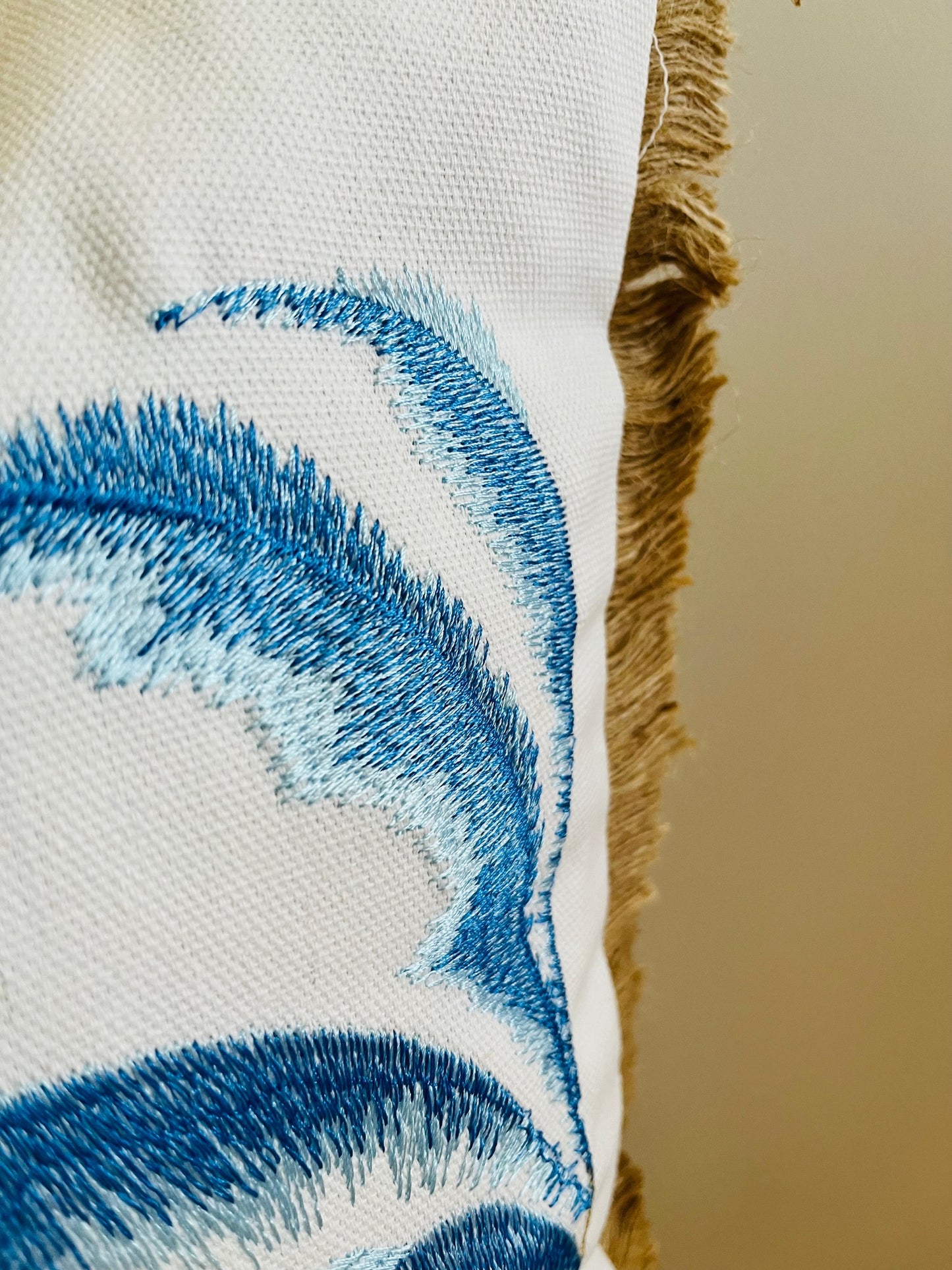 Palm Coast Embroidered Cushion Cover – Limited Edition - Blue