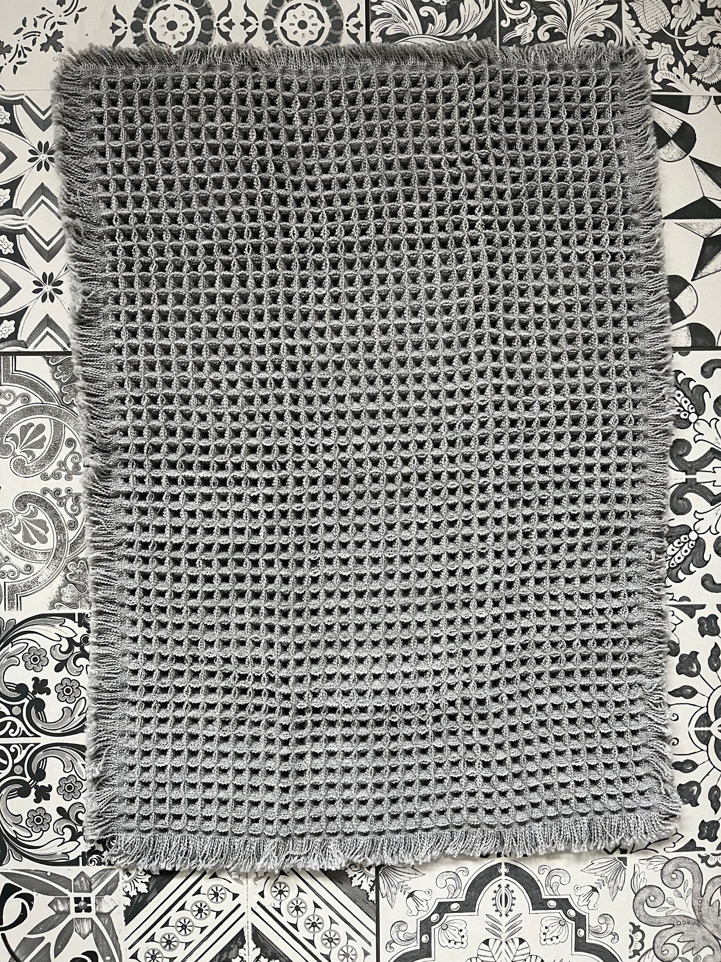 Microfiber Waffle Non slip Bath Mat - Grey