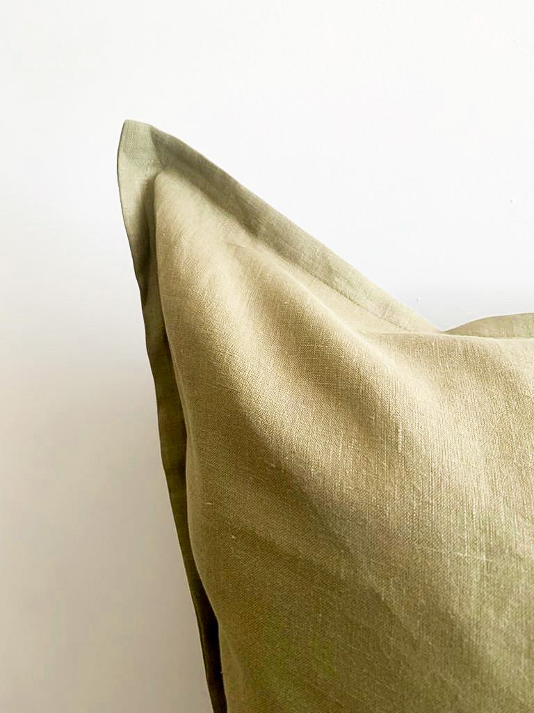 Pure French Linen Euro Cushion Cover - Olive
