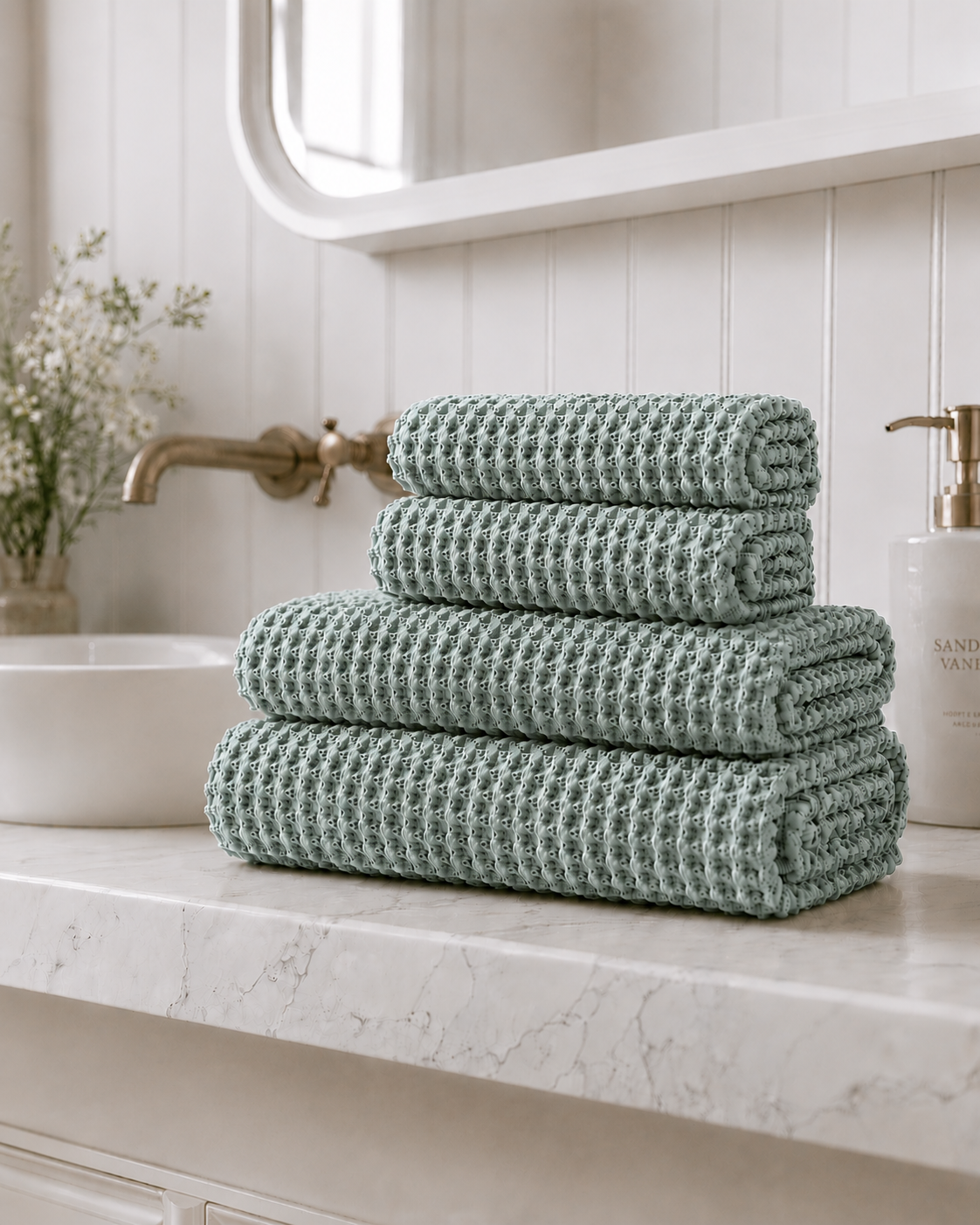 Bathroom Bundle - Sea Green Waffle