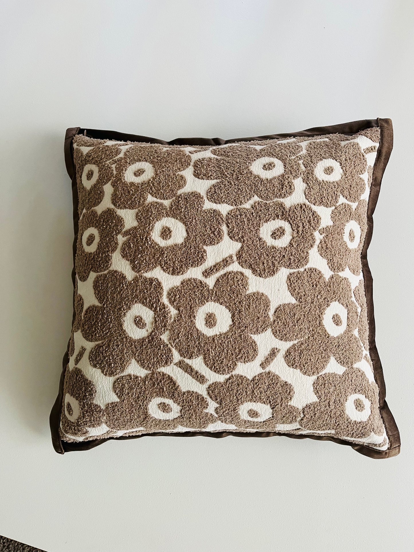 Velvet Luxe Floral Cushion Cover - Beige