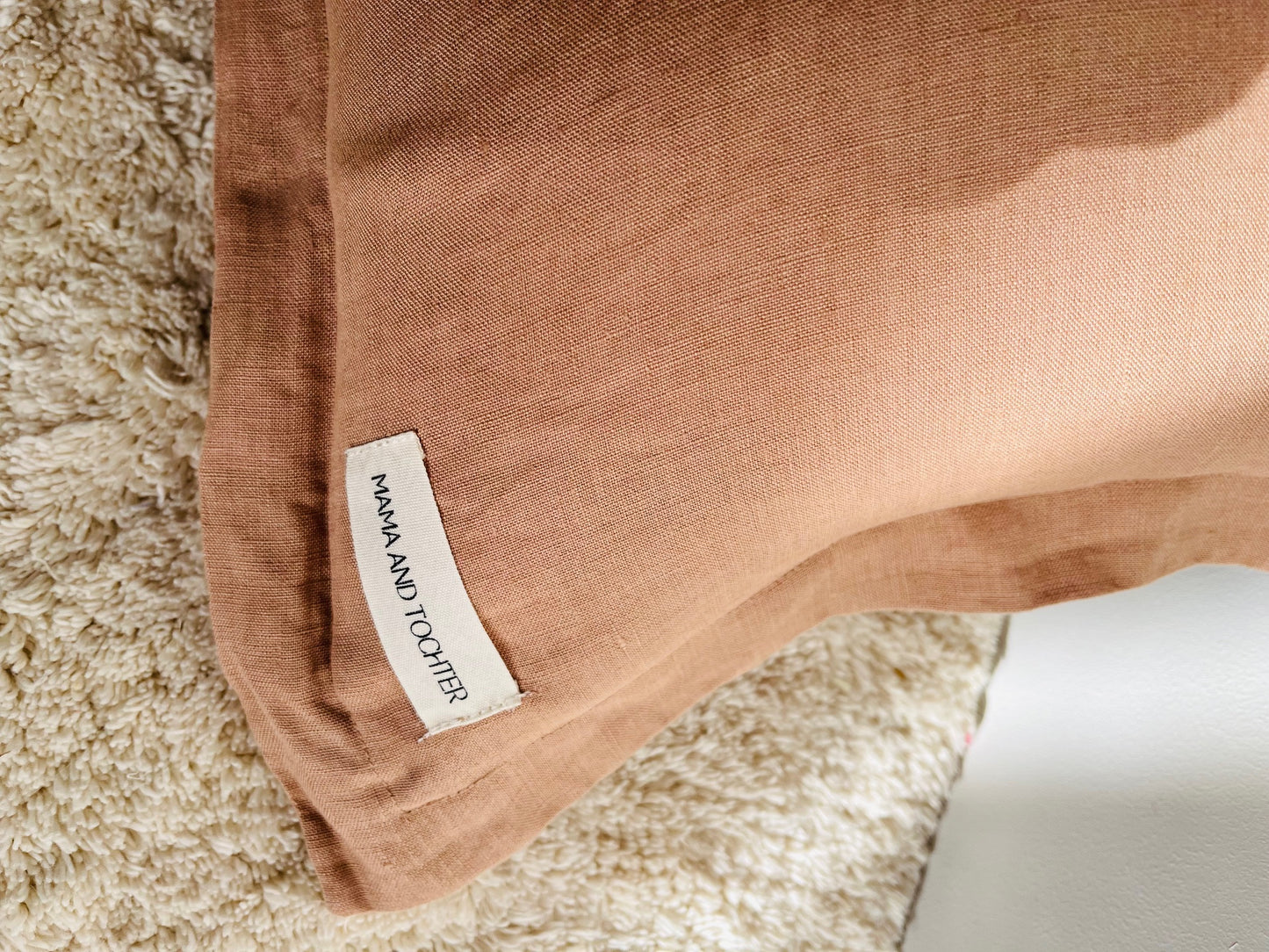 Pure French Linen Lumbar Cushion Cover with Flange Detail - Biscuit DISCOUNTED 20% OFF