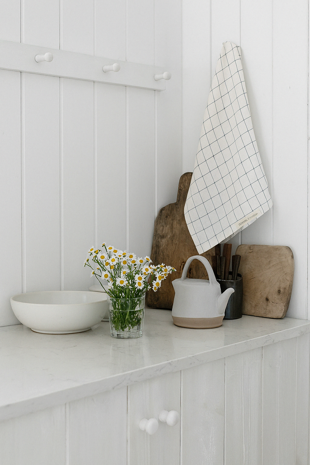 Pure French Linen Tea Towel - Blue Grids