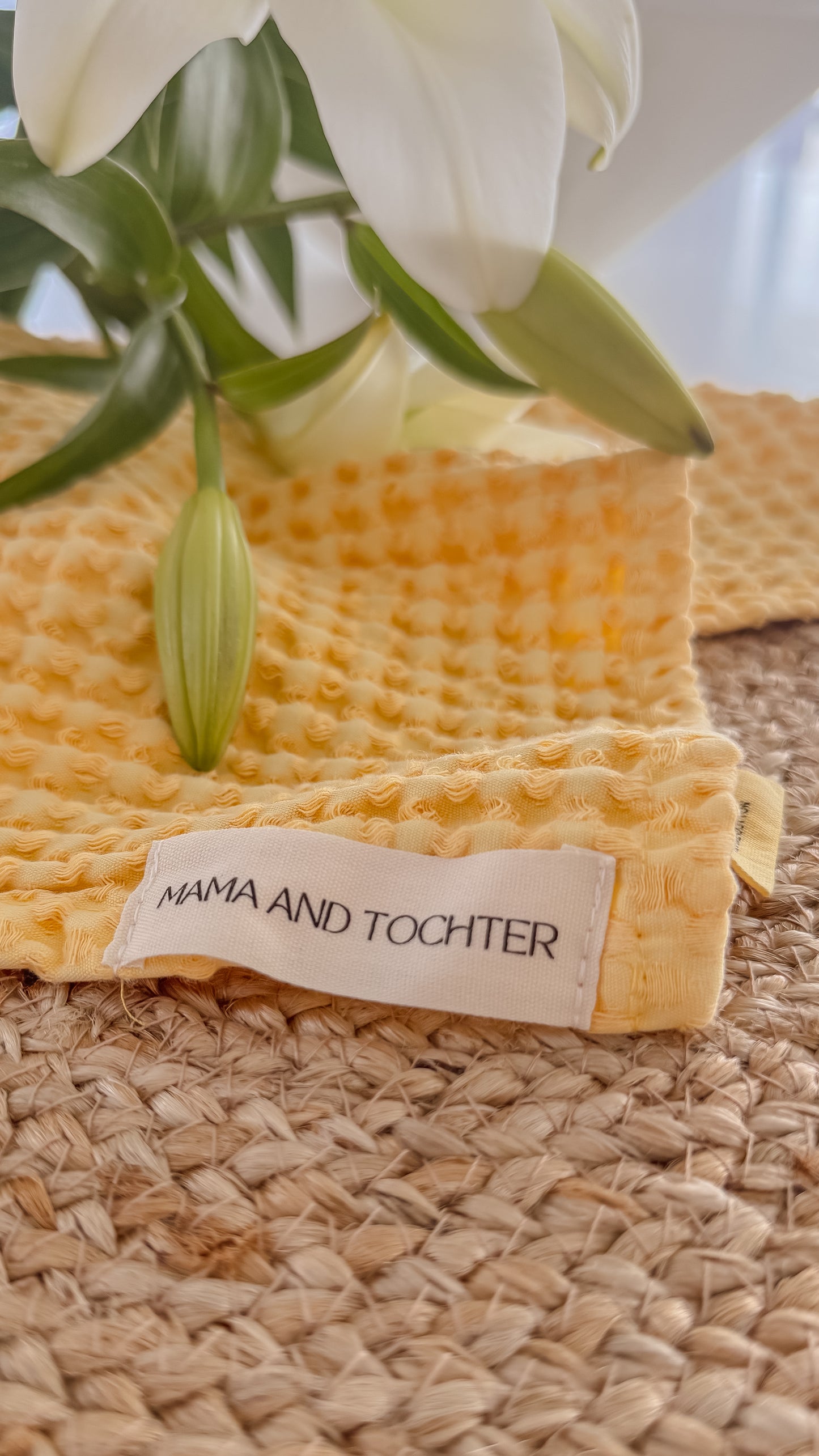 100% Organic Cotton Rustic Waffle Tea Towel Extra Large - Buttercup
