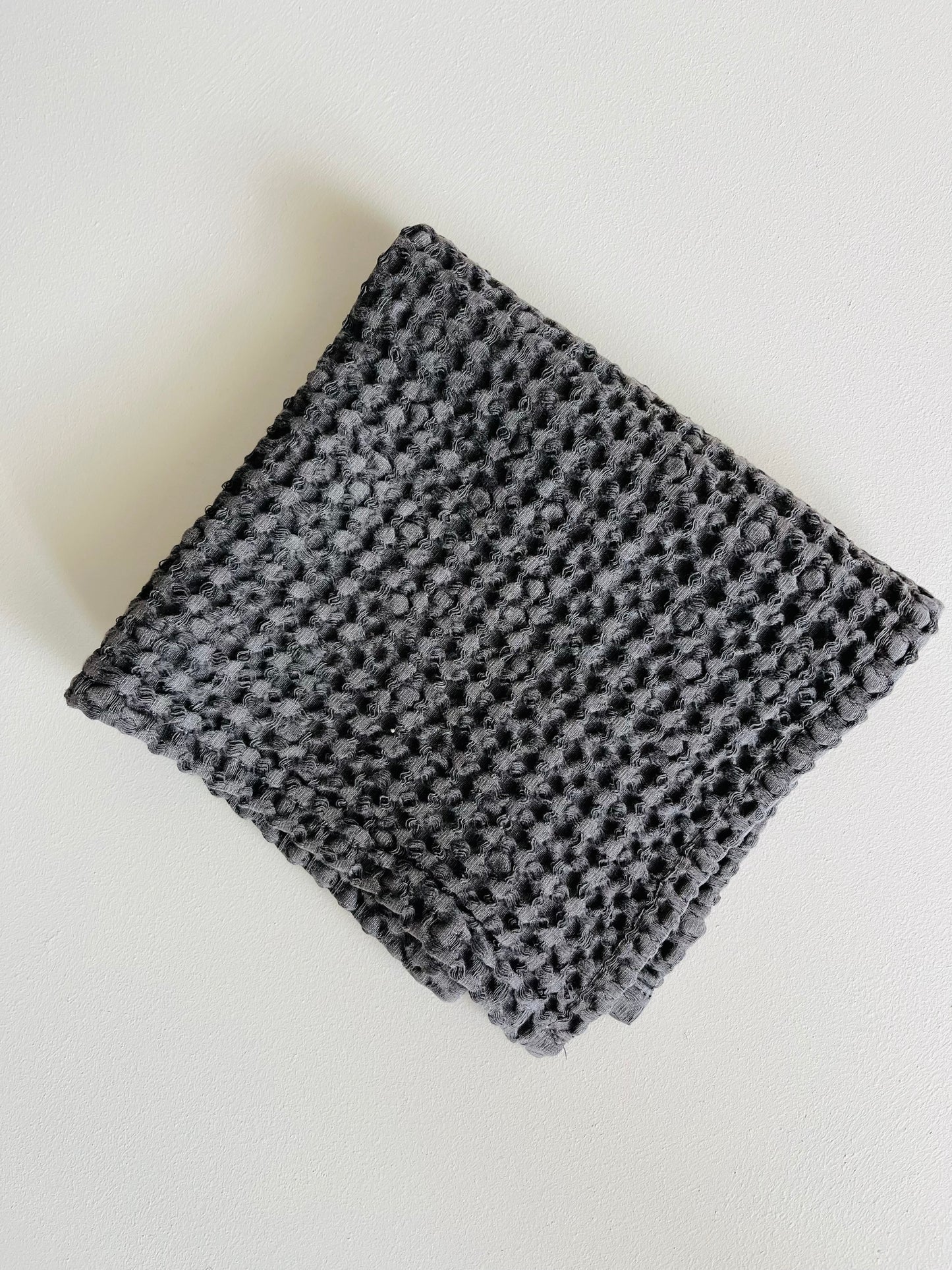100% Organic Cotton Rustic Waffle Face Cloth - Charcoal