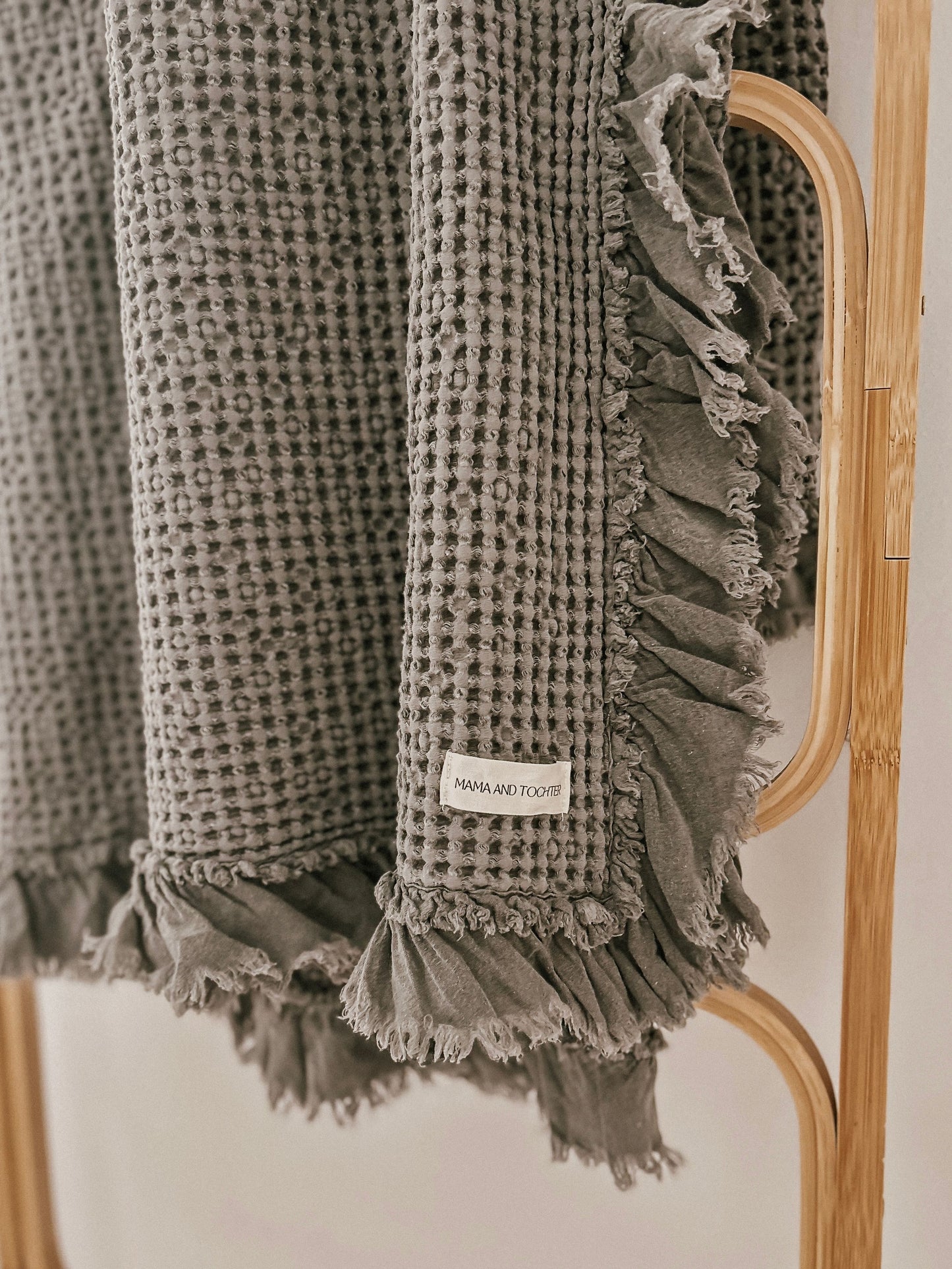 Organic Cotton Rustic Waffle Throw Blanket - Charcoal