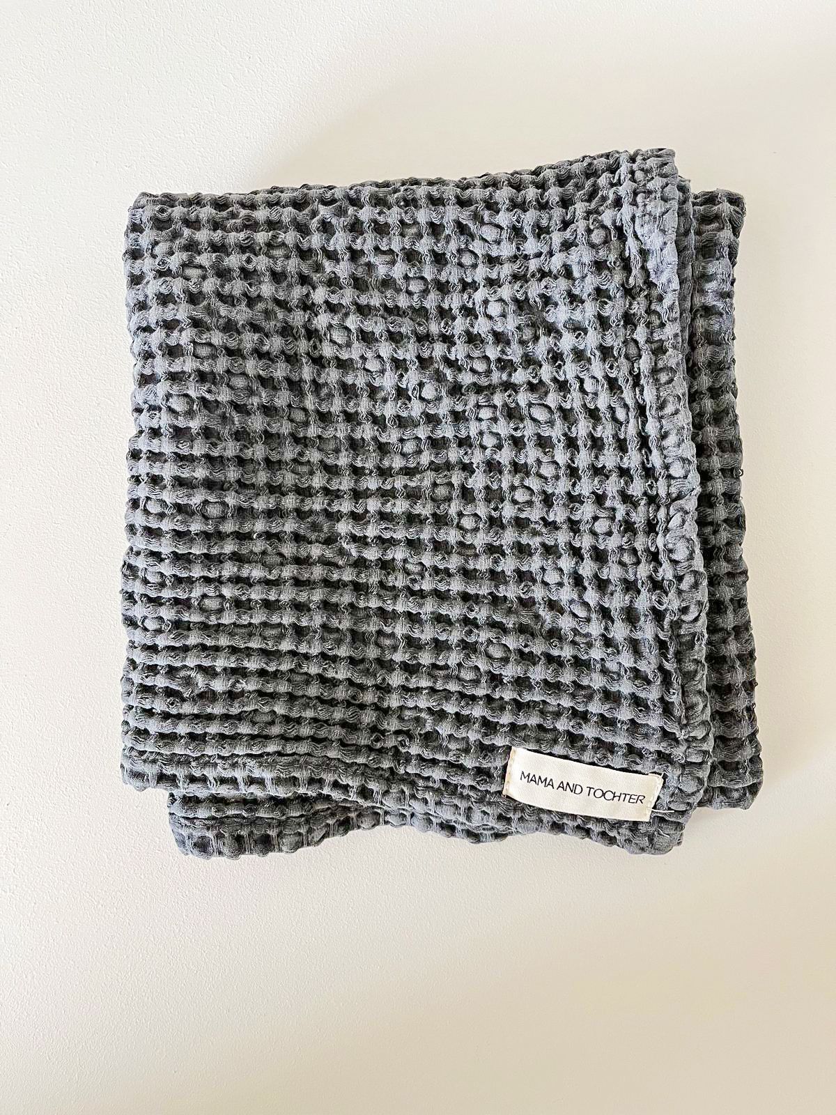 100% Organic Cotton Rustic Waffle Tea Towel Extra Large - Charcoal