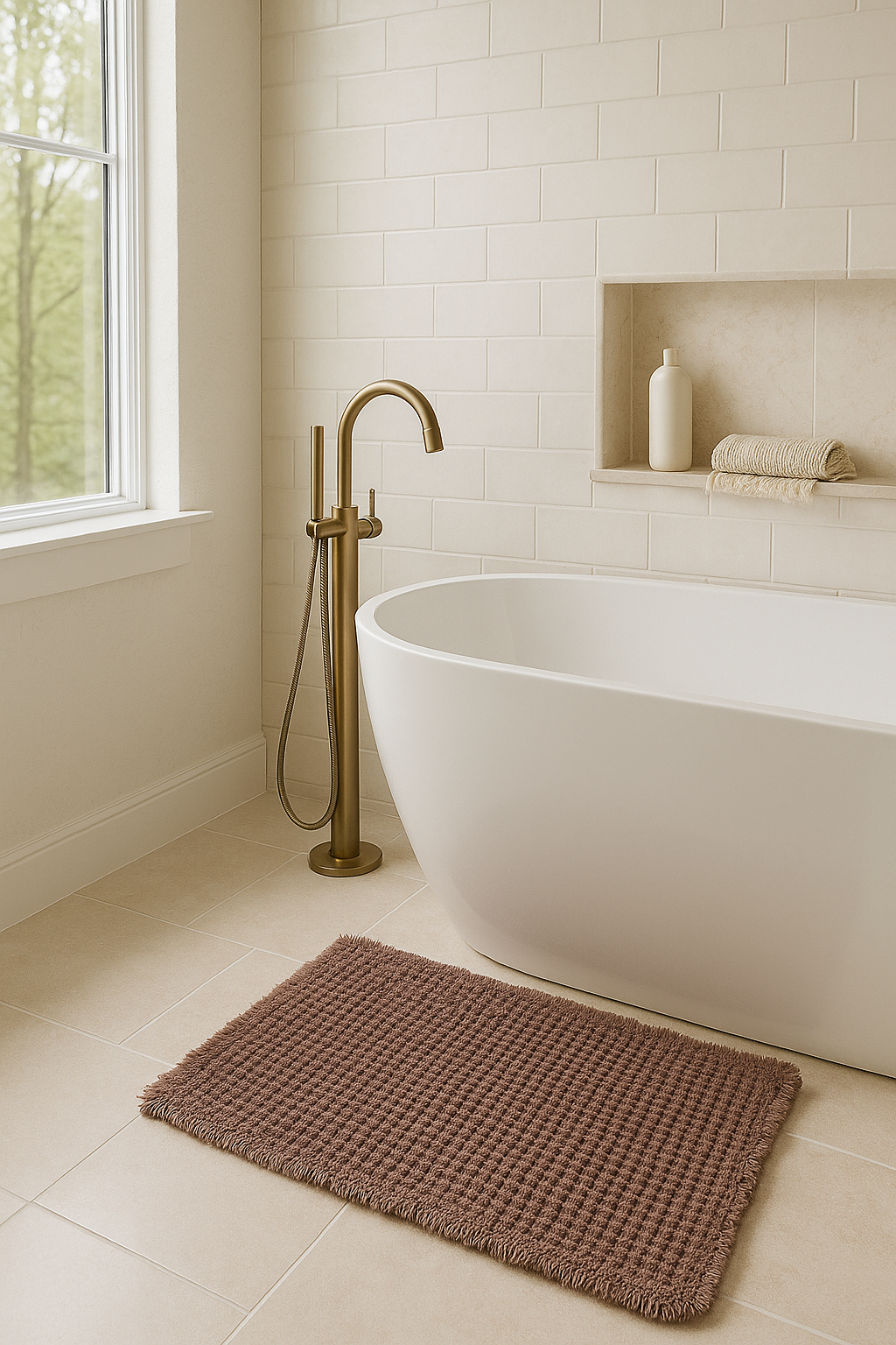Microfiber Waffle Non slip Bath Mat - Chocolate