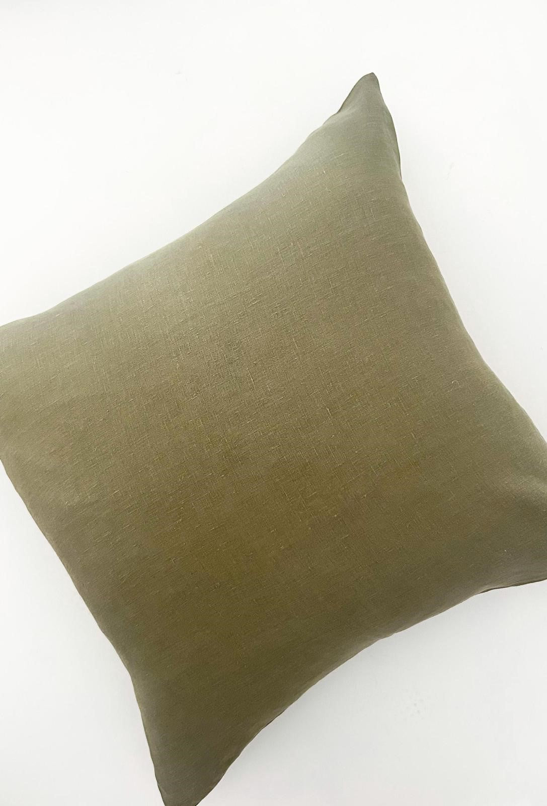 Linen Cushion - Olive