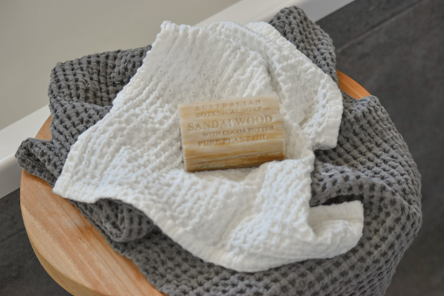 100% Organic Cotton Rustic Waffle Face Cloth - White