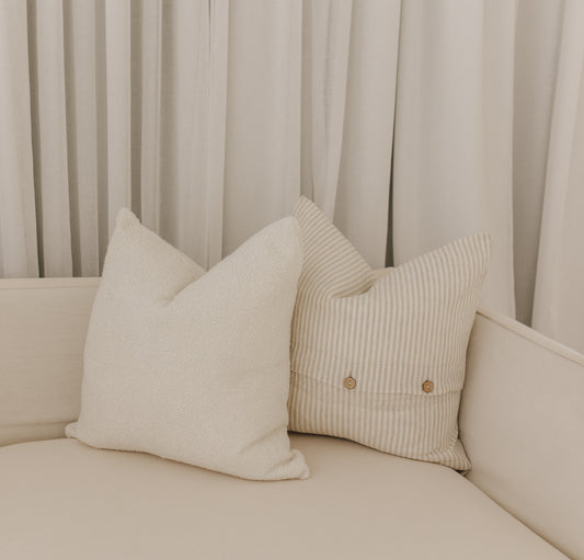 Pure French Linen Cushion Cover - Nature Pinstripe