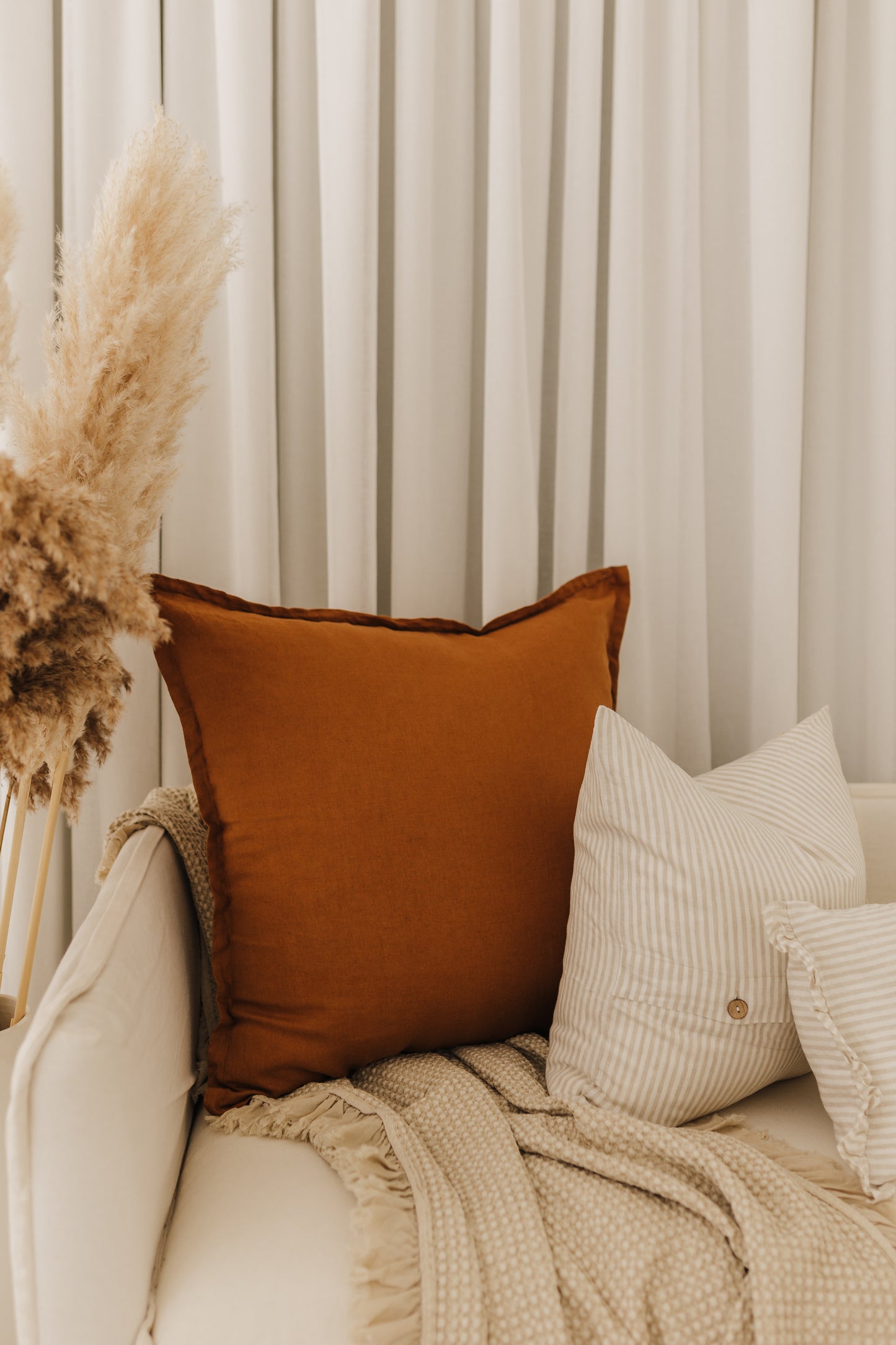 Pure French Linen Euro Cushion Cover - Tobacco