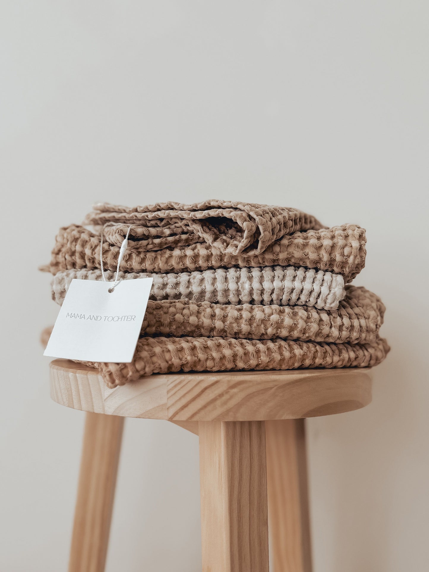100% Organic Cotton Rustic Waffle Standard Tea Towle - Hand Towel - Light Rust