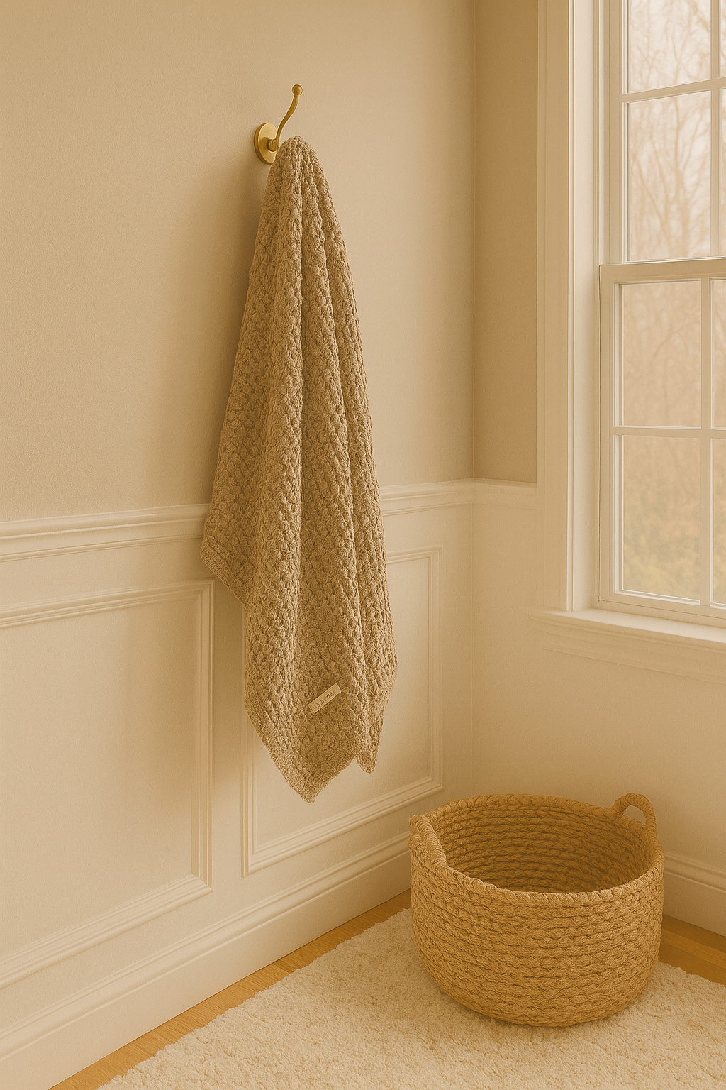 Organic Cotton Bamboo Waffle Throw Blanket - Natural - King Size