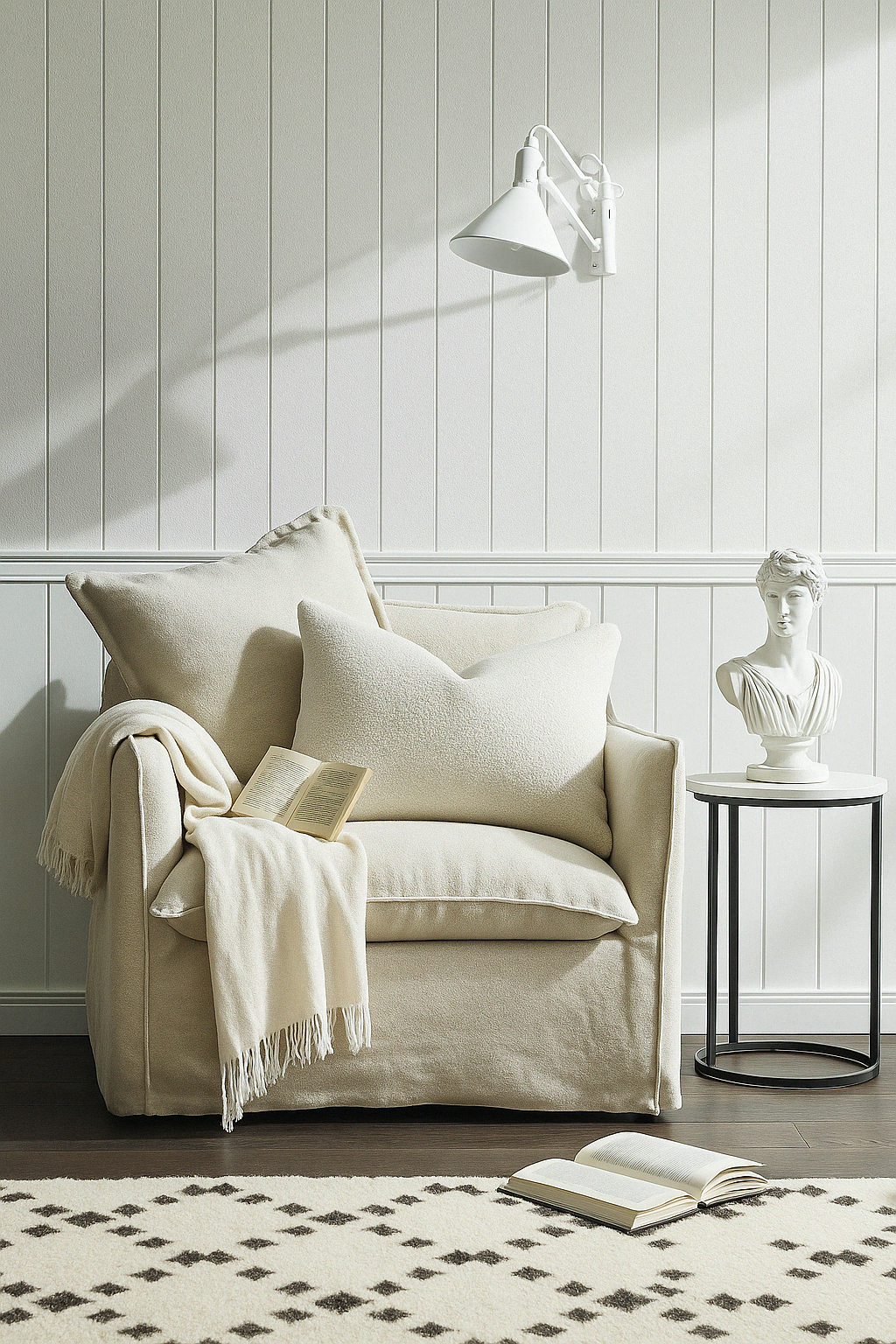 Boucle Lumbar Cushion Cover - Cream 20% OFF DISCOUNTED