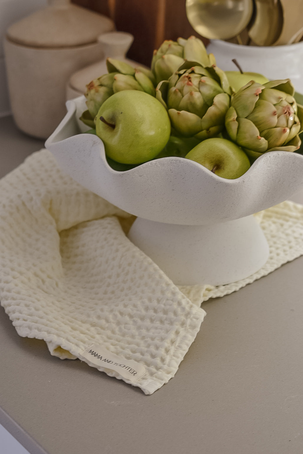 100% Organic Cotton Rustic Waffle Tea Towel - Cream