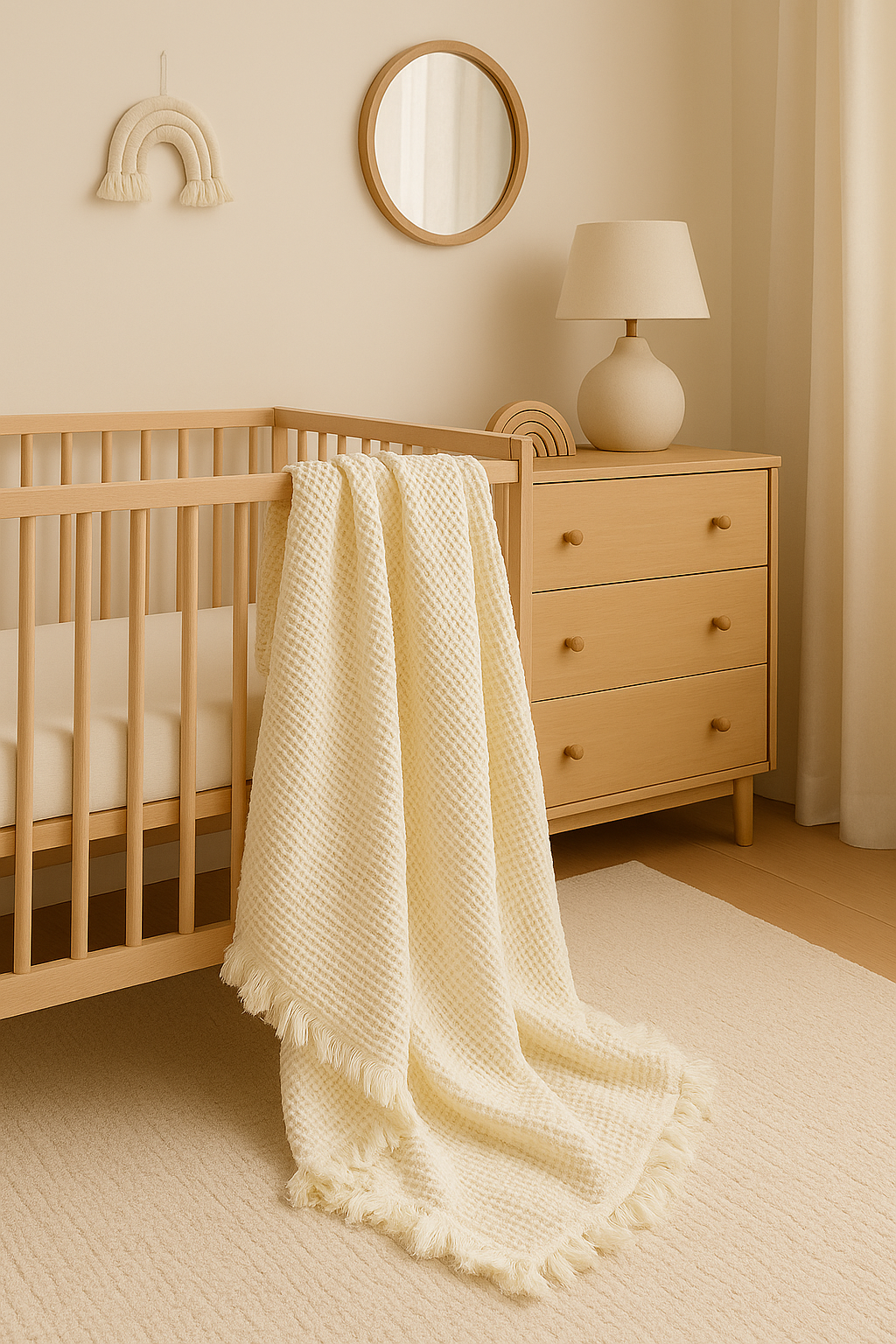 Organic Cotton Rustic Waffle Throw Blanket - Cream - 20%OFF