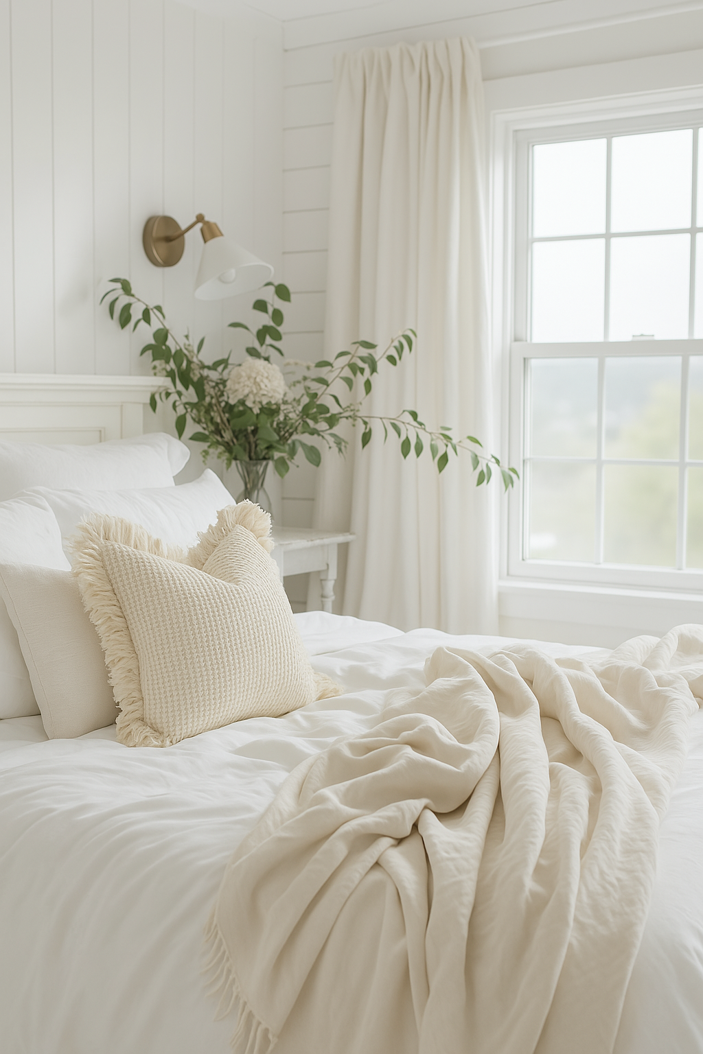 Organic Cotton Waffle Ruffle Cushion Cover - Cream- 2.5cm Frayed Ruffle