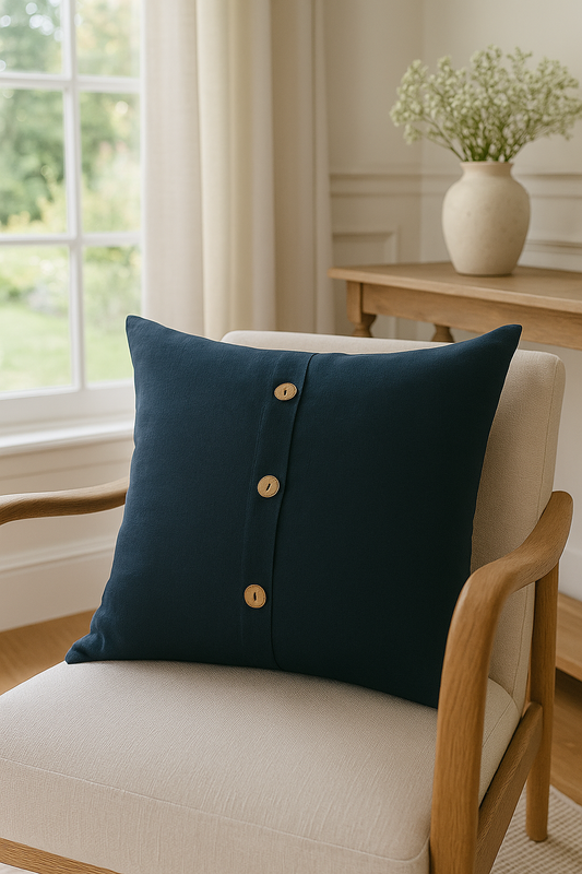 Pure Linen Cushion Cover - Dark Blue - 20% OFF WHILE STOCKS LAST
