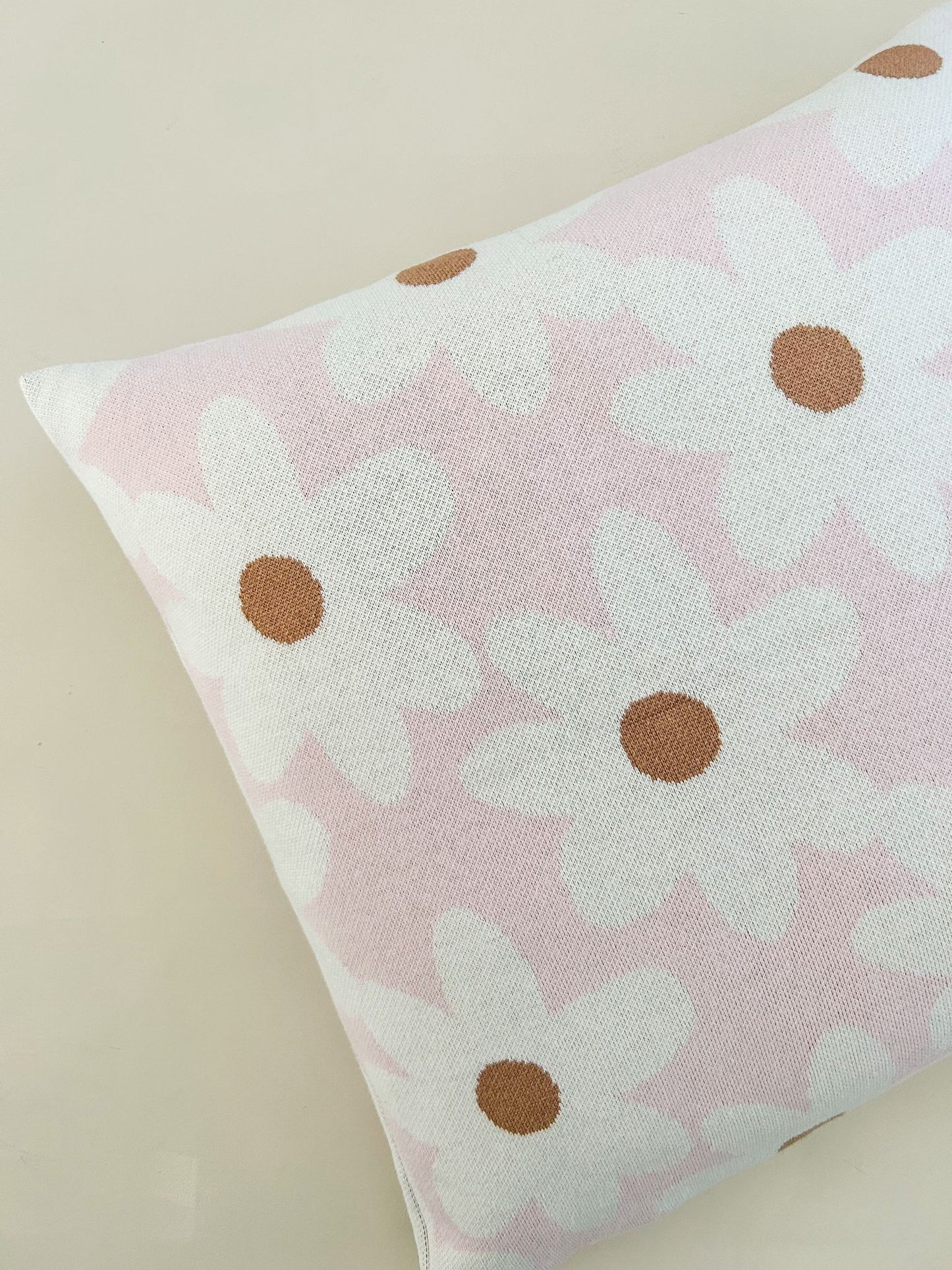 100% Organic Cotton Jacquard Knit Cushion Cover - Floral - 20% OFF