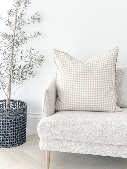 Pure French Linen Euro Cushion - Gingham - 2 for $70