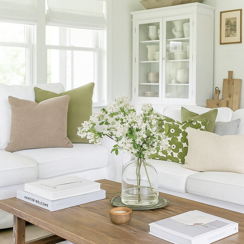 Velvet Luxe Floral Cushion Cover - Olive Green