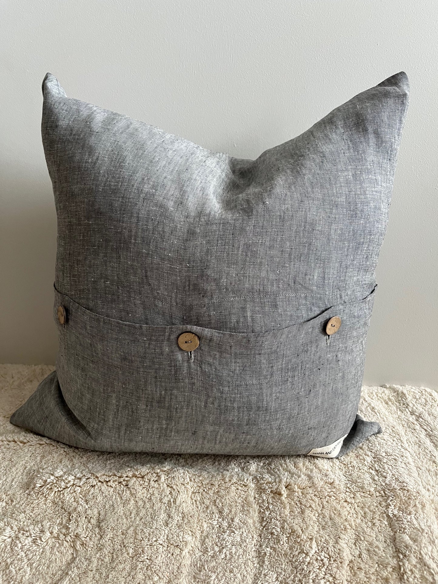 Pure French Linen Cushion Cover - Grey Denim