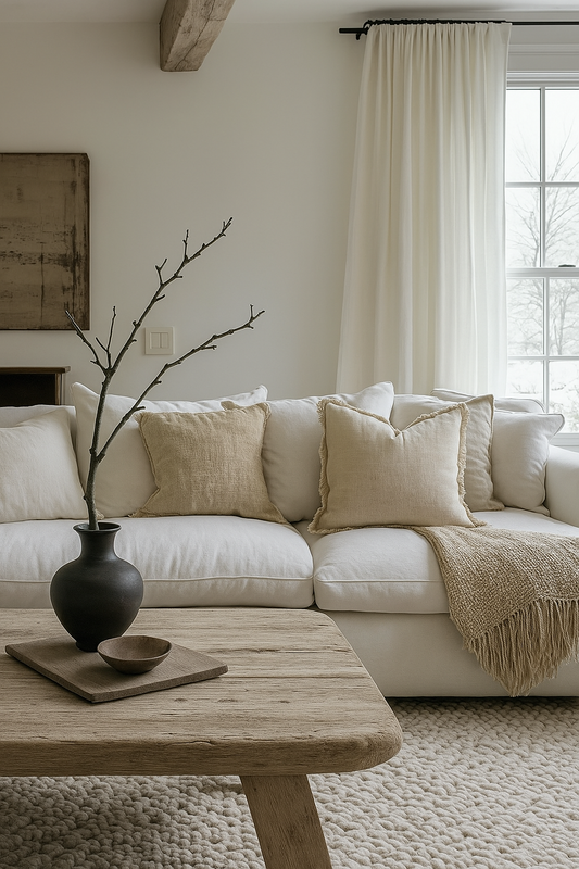 Hand Frayed Pure Linen Cushion Cover - Natural