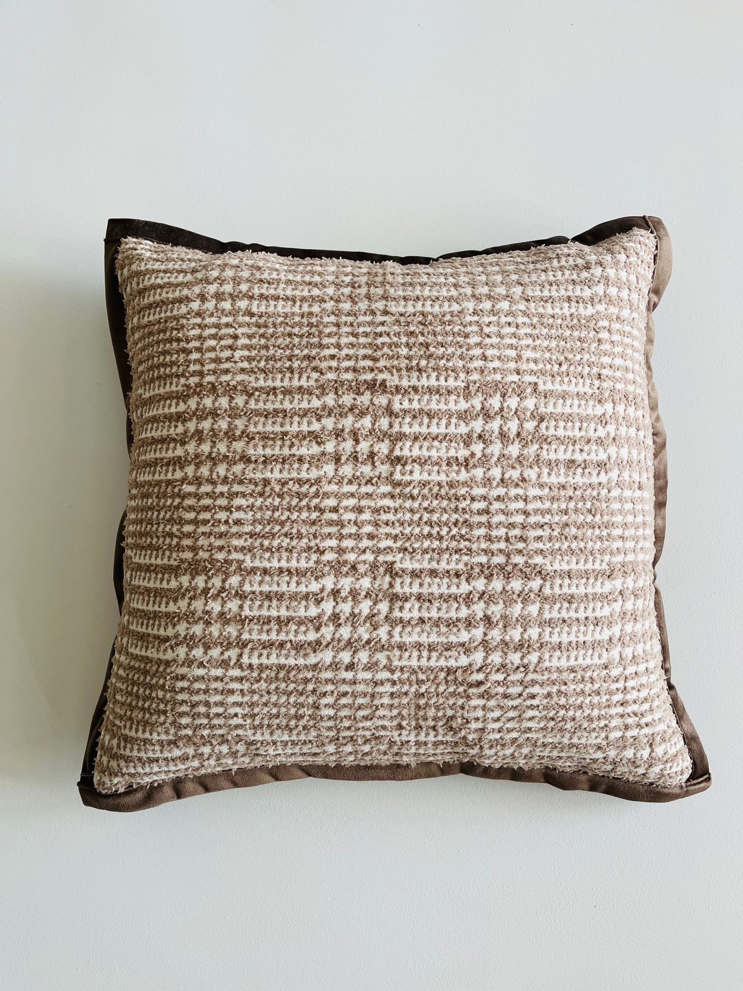 Velvet Houndstooth Cushion Cover - Beige - DISCOUNTED 20% OFF