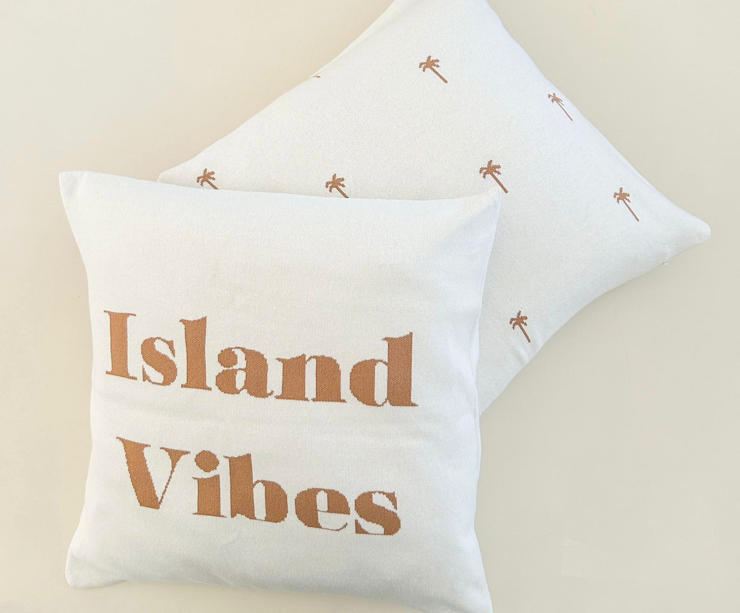 100% Organic Cotton Jacquard Knit Cushion Cover - Island Vibes - 50% OFF