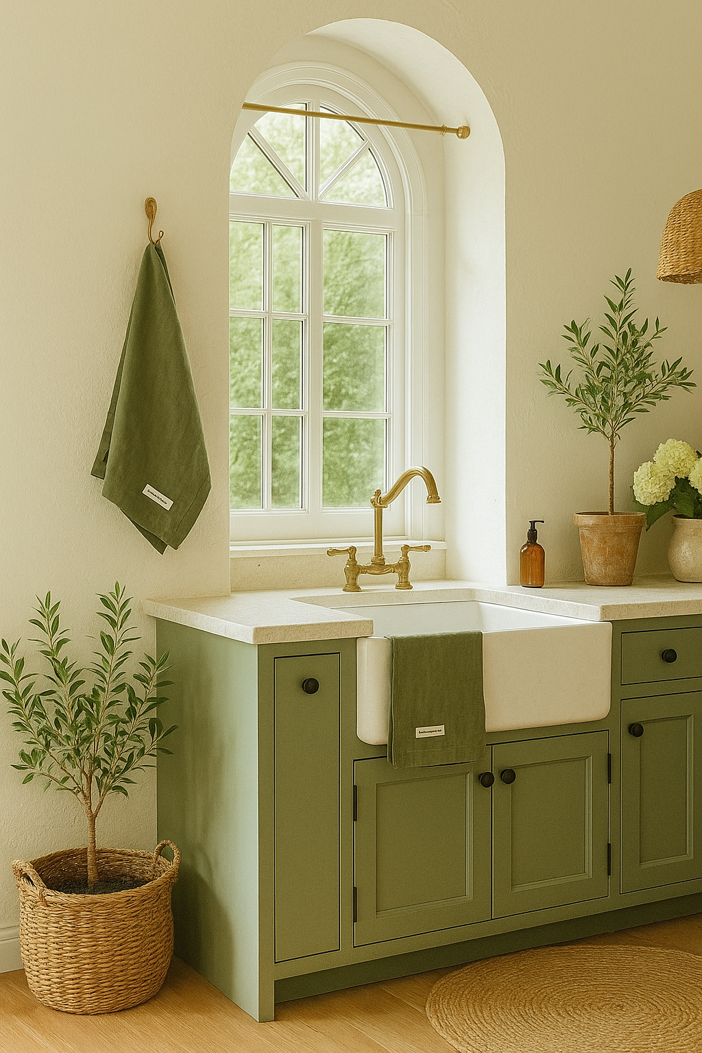 Pure French Linen Tea Towel - Khaki