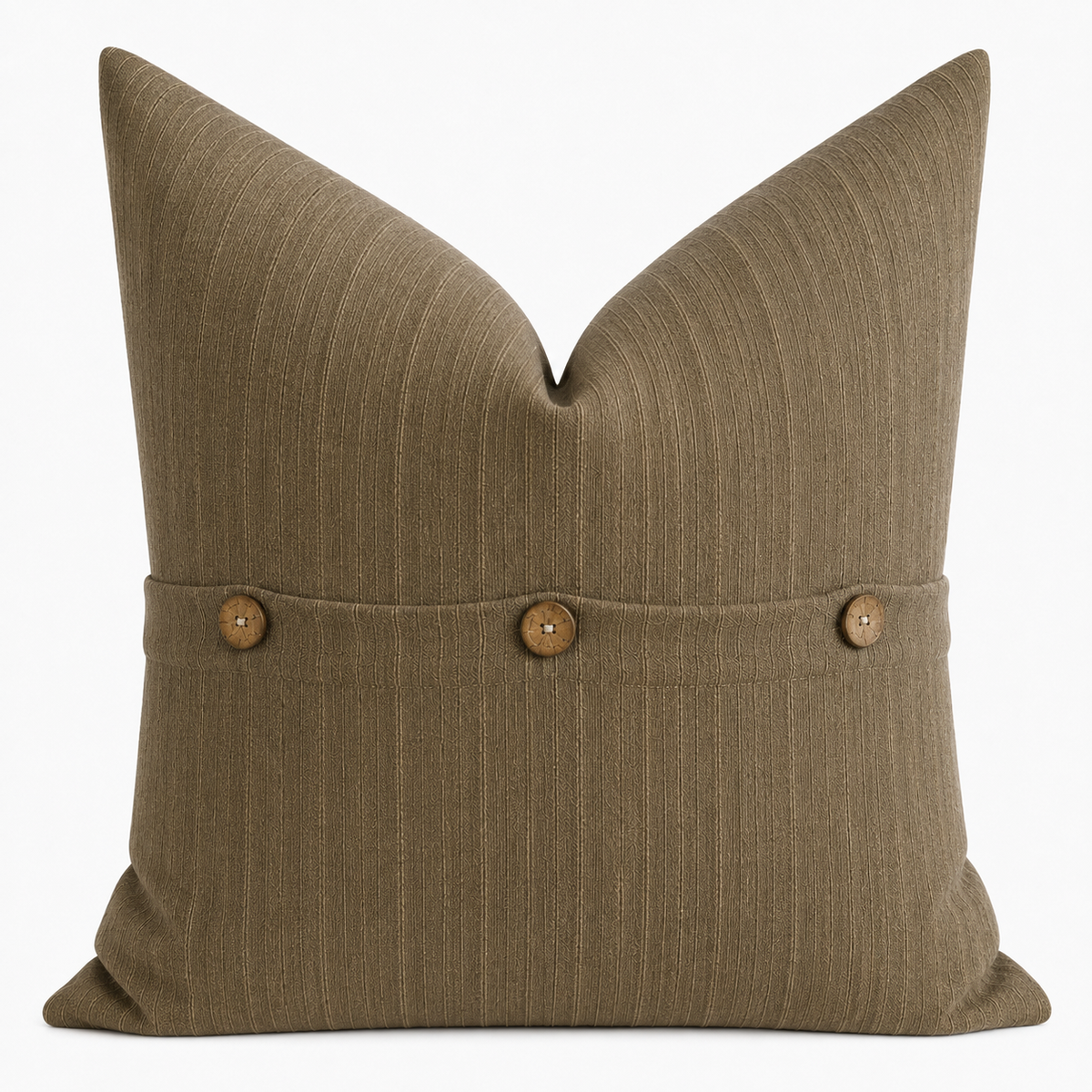 Cotton Linen Khaki Pintuck Cushion