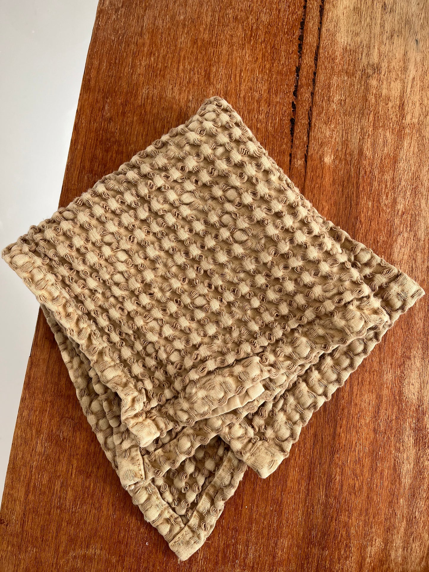 100% Organic Cotton Rustic Waffle Face Cloth - Light Rust