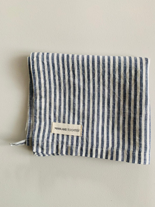 Pure French Linen Tea Towel - Marine Stripes