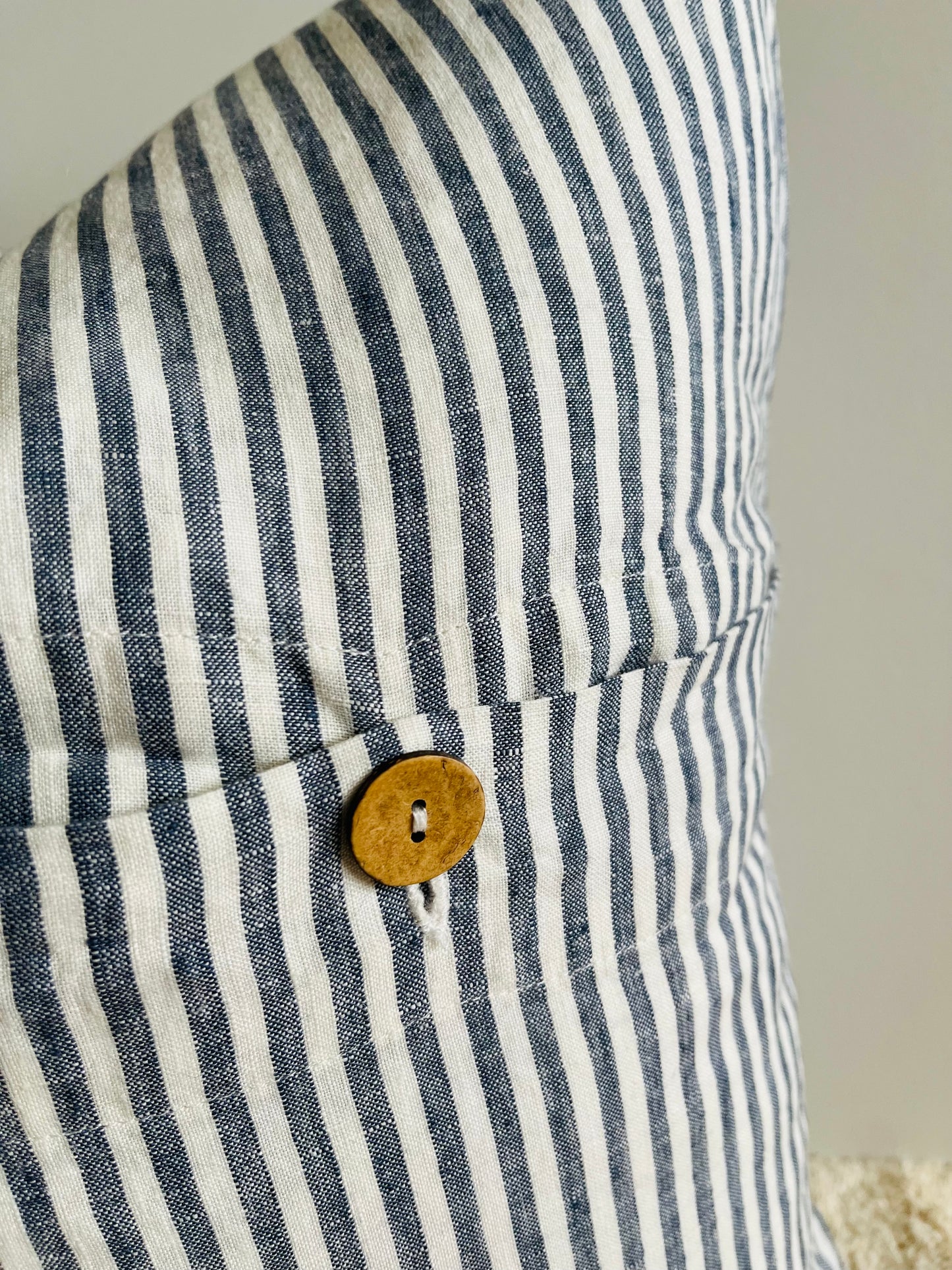 Pure French Linen Cushion Cover - Marine Stripes