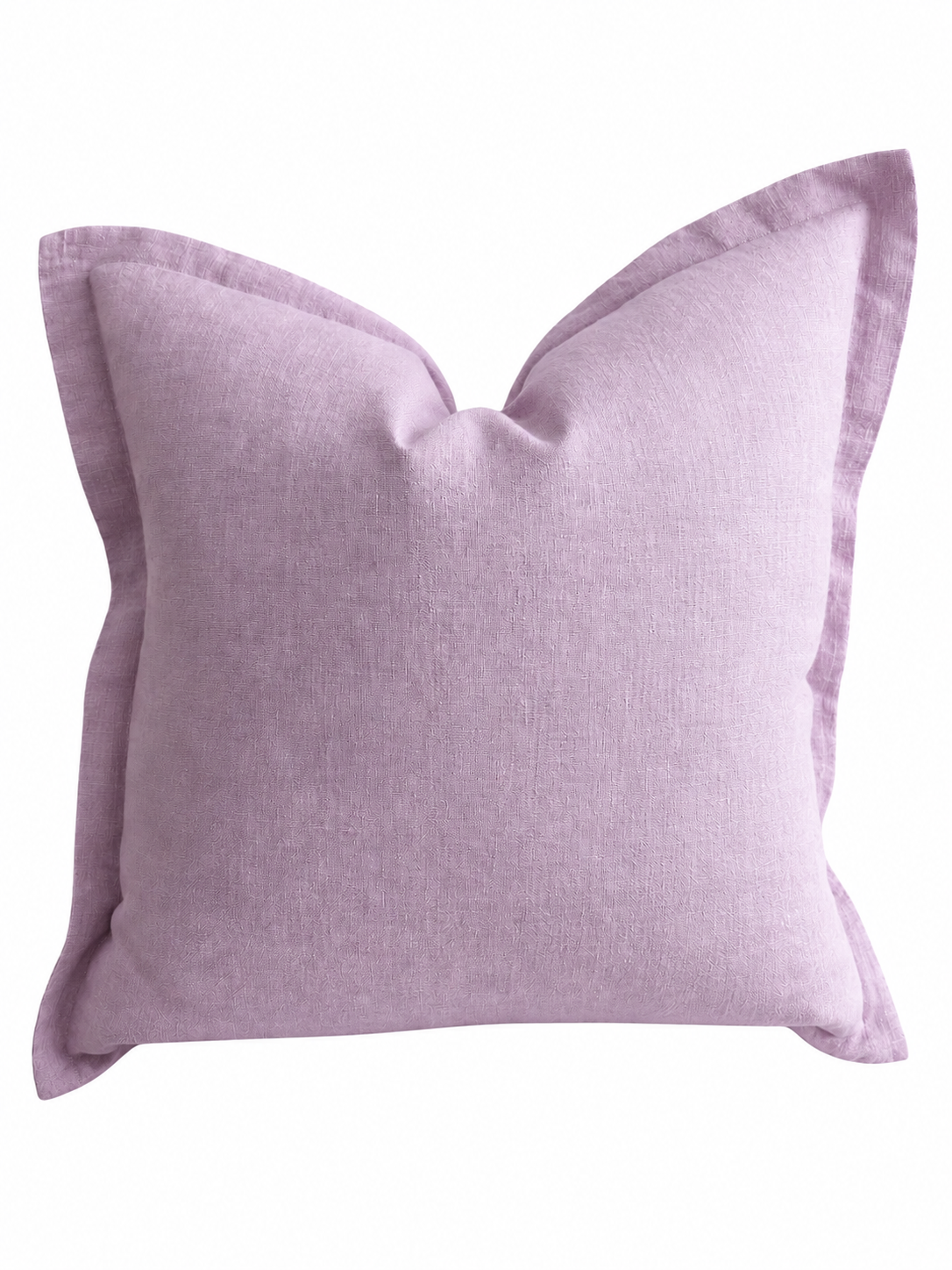 Pure French Linen Cushion Cover with Flange Detail - Mauve