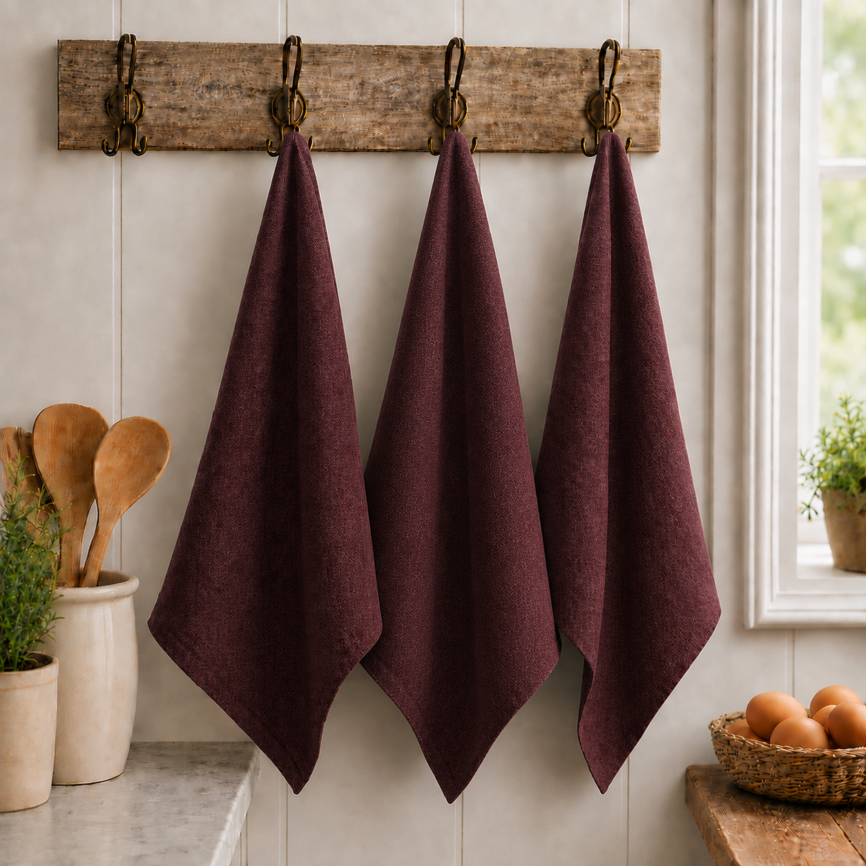 Pure French Linen Tea Towel - Merlot