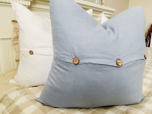 Linen Cushion - Mid Blue