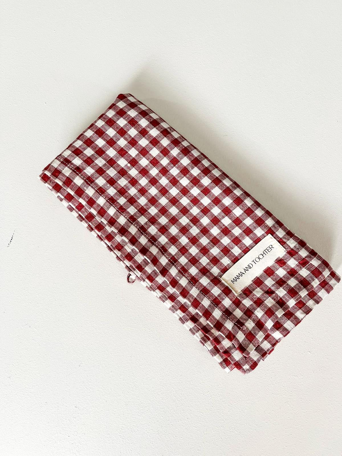 Pure French Linen Tea Towel - Mulberry Gingham