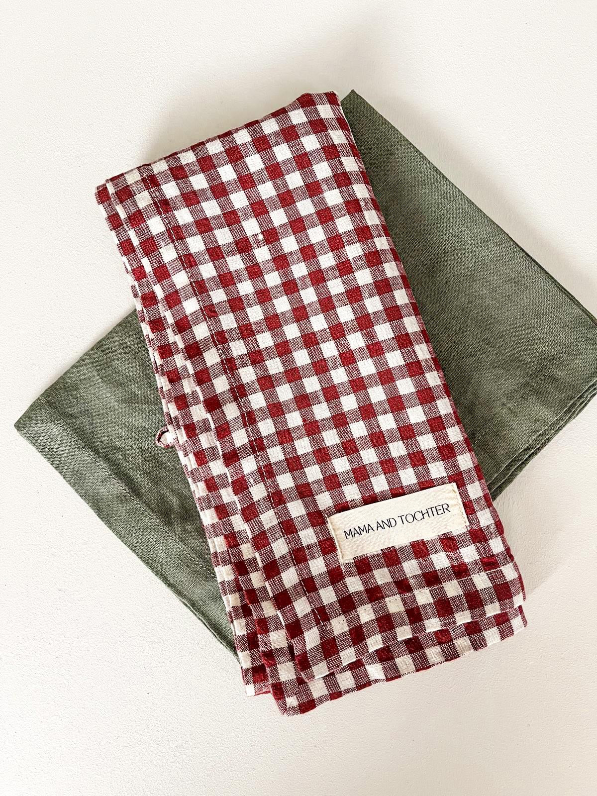 Pure French Linen Tea Towel - Mulberry Gingham