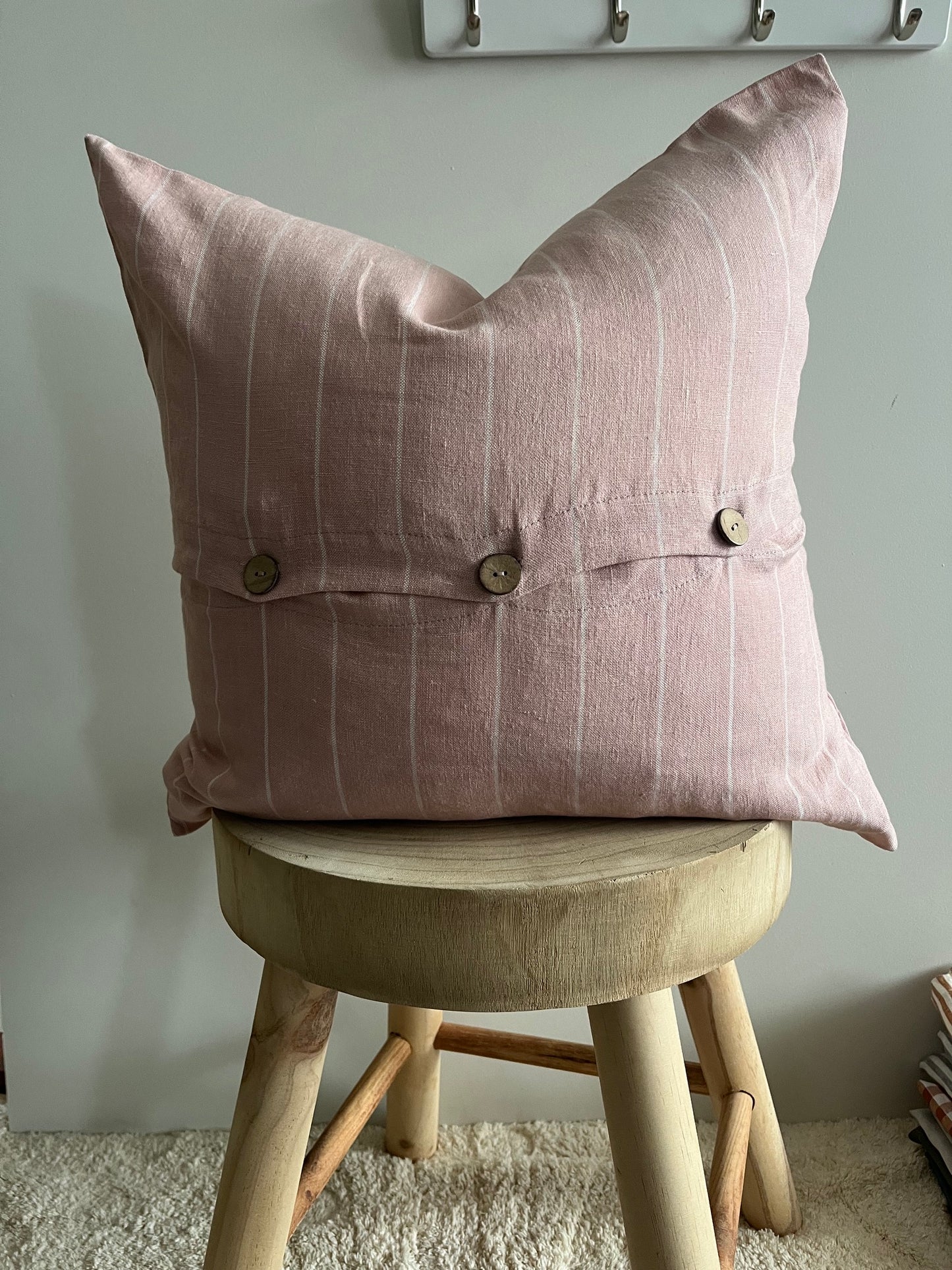 Pure French Linen Cushion Cover - Musk Stripe