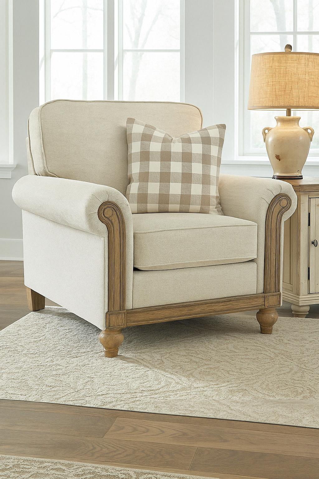 Pure French Linen Euro Cushion Cover - Natural Gingham 20% OFF DISCOUNTED