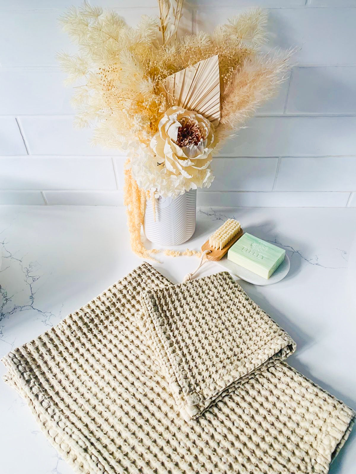 100% Organic Cotton Rustic Waffle Face Cloth - Natural