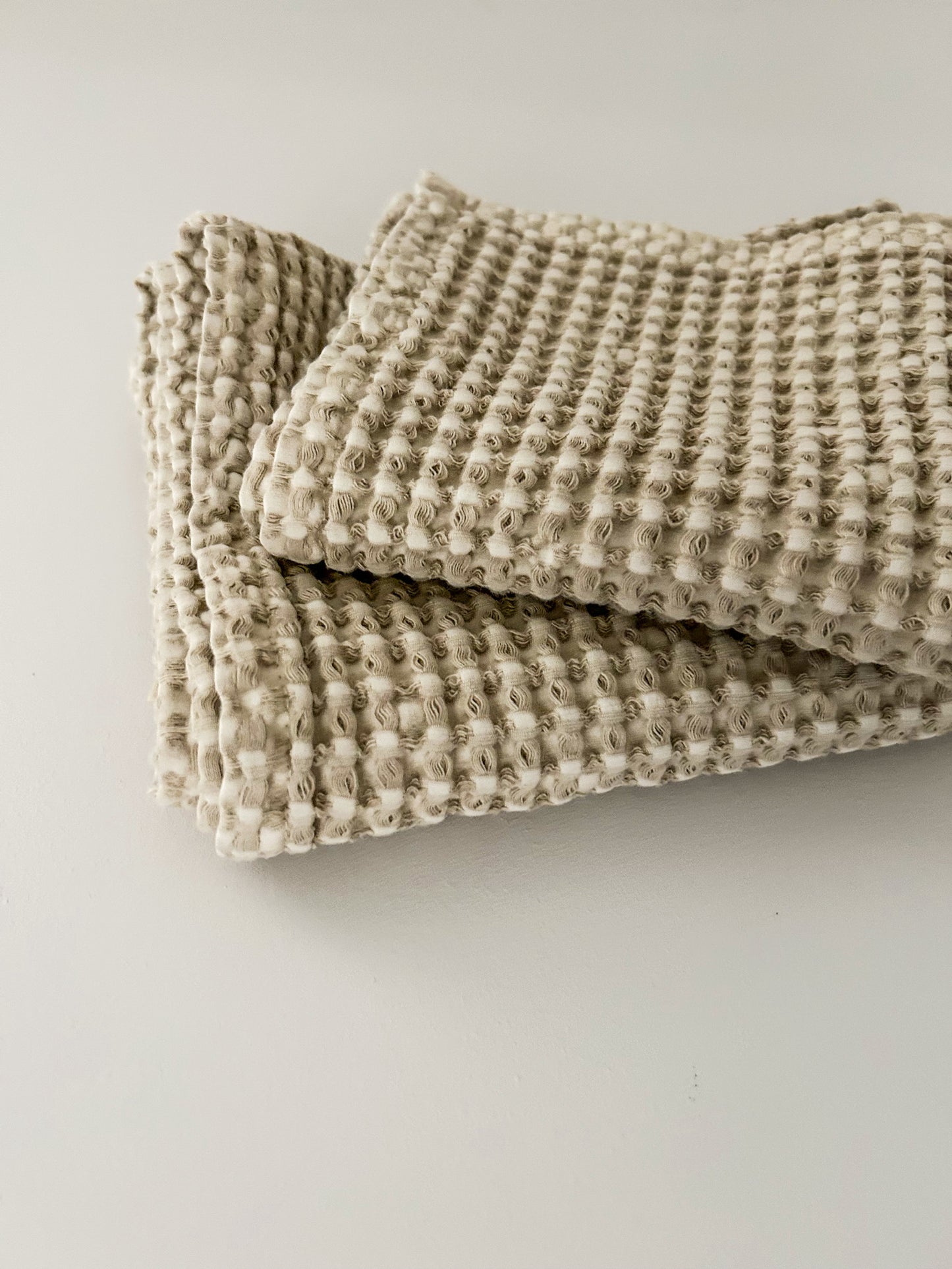 100% Organic Cotton Rustic Waffle Standard Tea Towel - Hand Towel - Natural