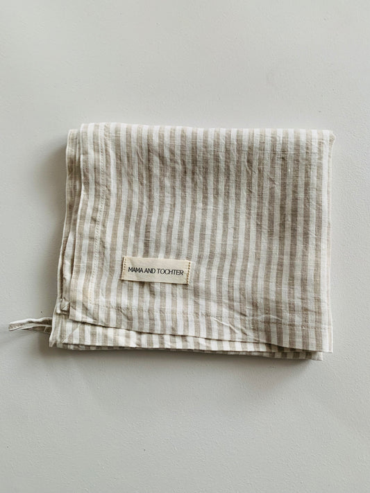 Pure French Linen Tea Towel - Nature Stripes