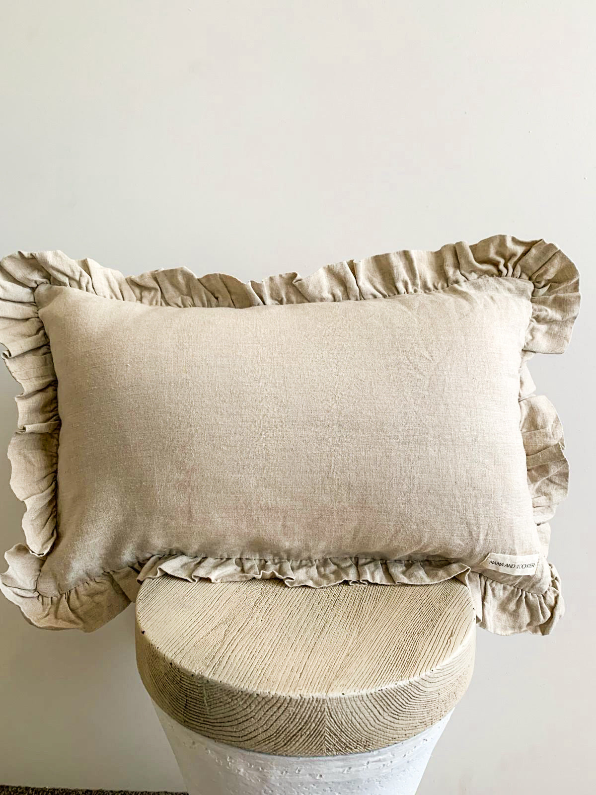 Pure French Linen Ruffle Lumbar Cushion - Natural