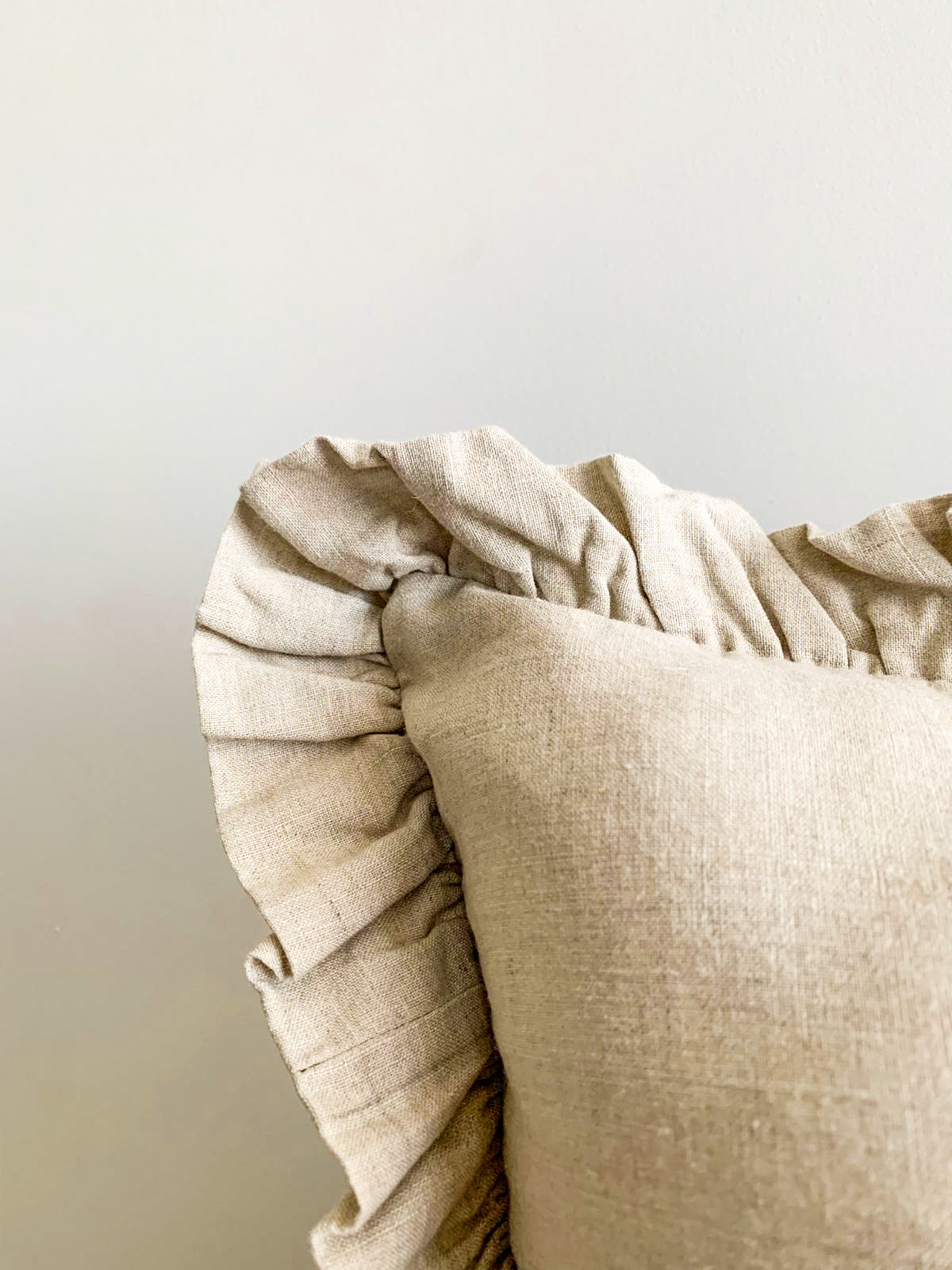 Pure French Linen Ruffle Lumbar Cushion - Natural