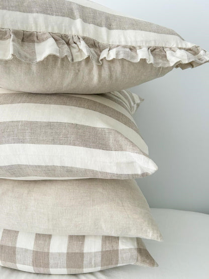 Linen Cushion - Natural Gingham